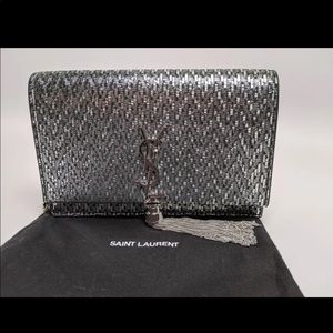 SAINT LAURENT METALLIC SMALL KATE TASSEL